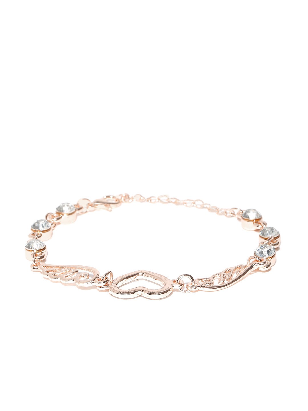 

Shining Diva Fashion Rose Gold-Toned Stone-Studded Bracelet