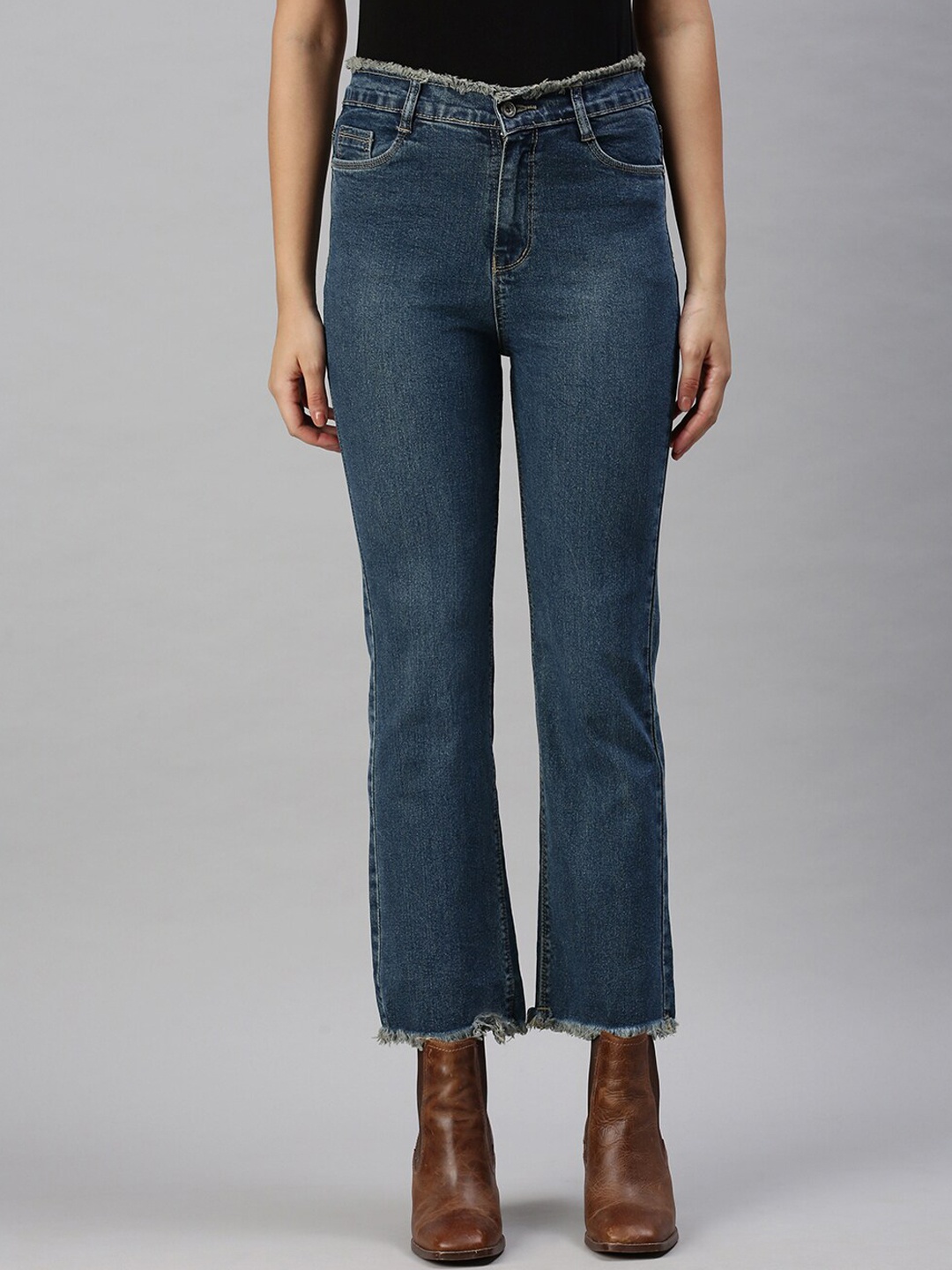 

SHOWOFF Women Blue Straight Fit High-Rise Clean Look Stretchable Jeans
