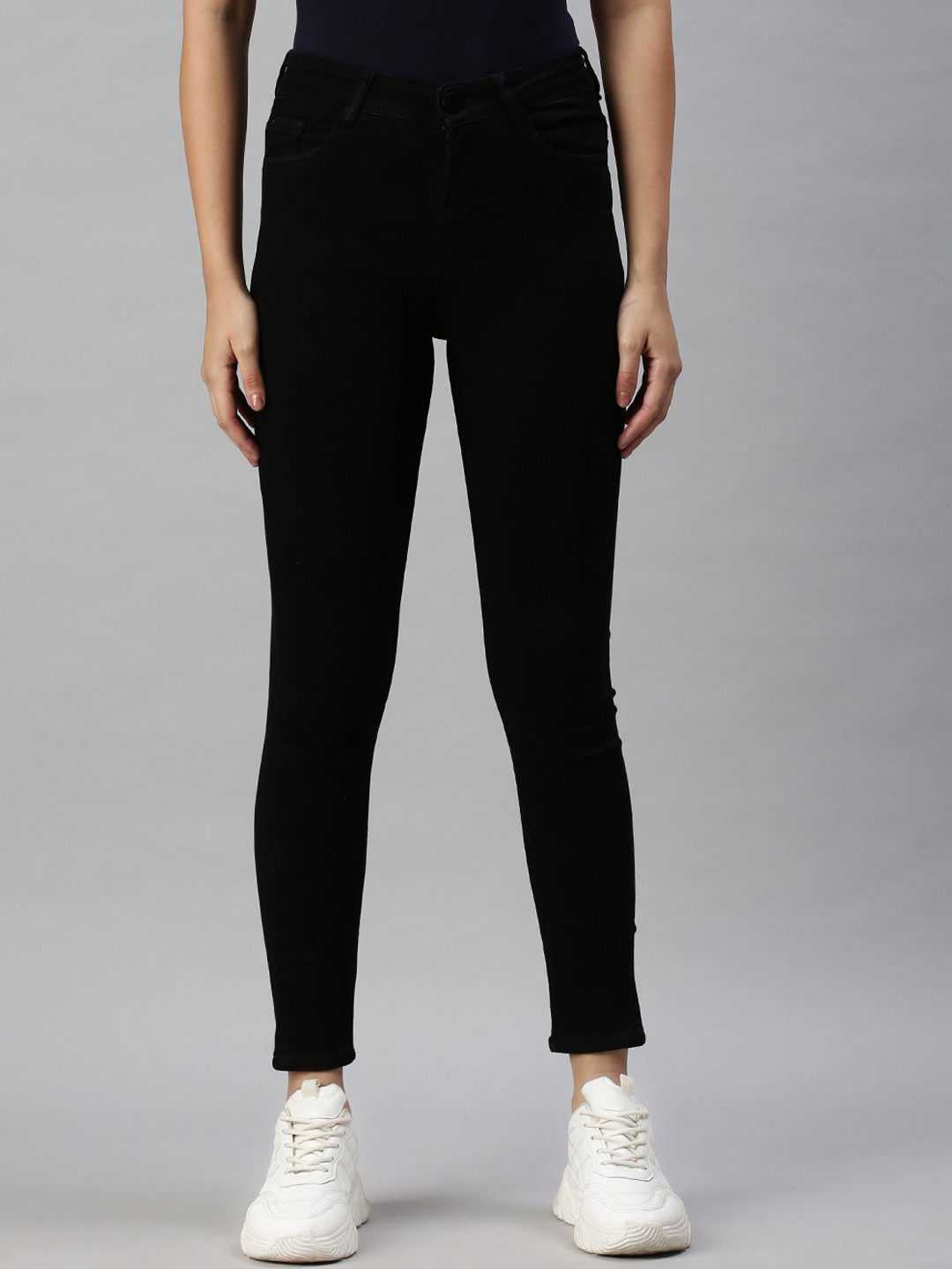 

SHOWOFF Women Black Solid Skinny Fit High-Rise Clean Look Stretchable Jeans