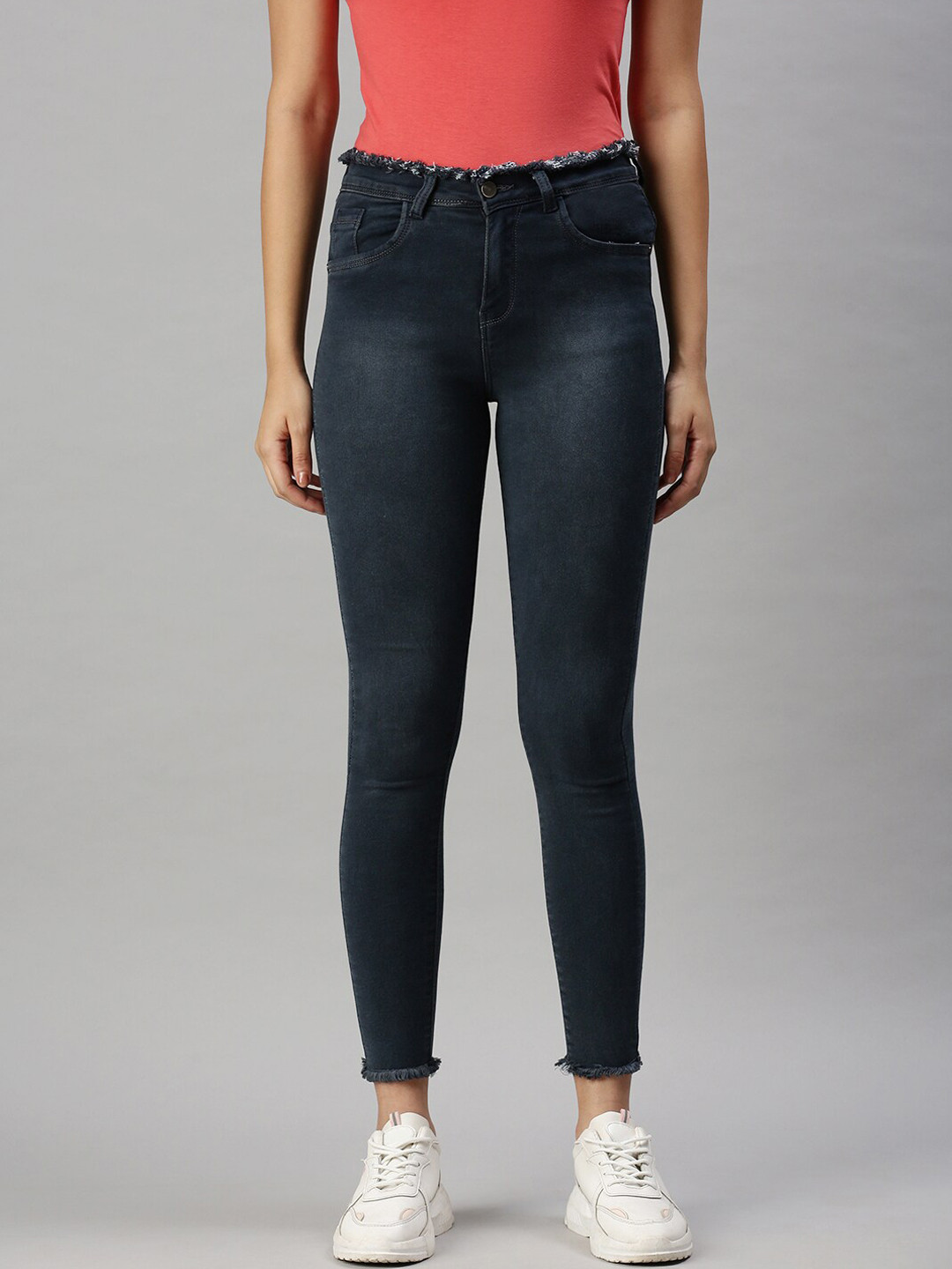

SHOWOFF Women Dark Grey Slim Fit High-Rise Light Fade Clean Look Stretchable Jeans