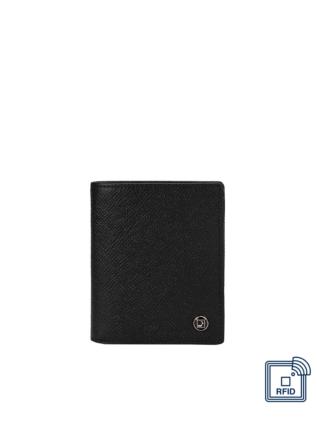 

Da Milano Men Black Textured RFID Leather Two Fold Wallet