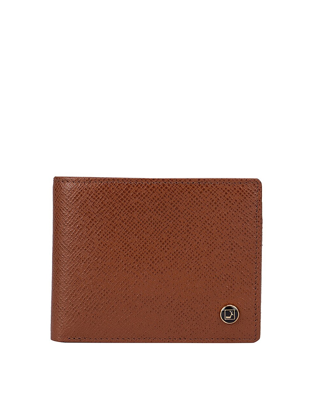 

Da Milano Men Brown Textured Leather Two Fold Wallet With RFID
