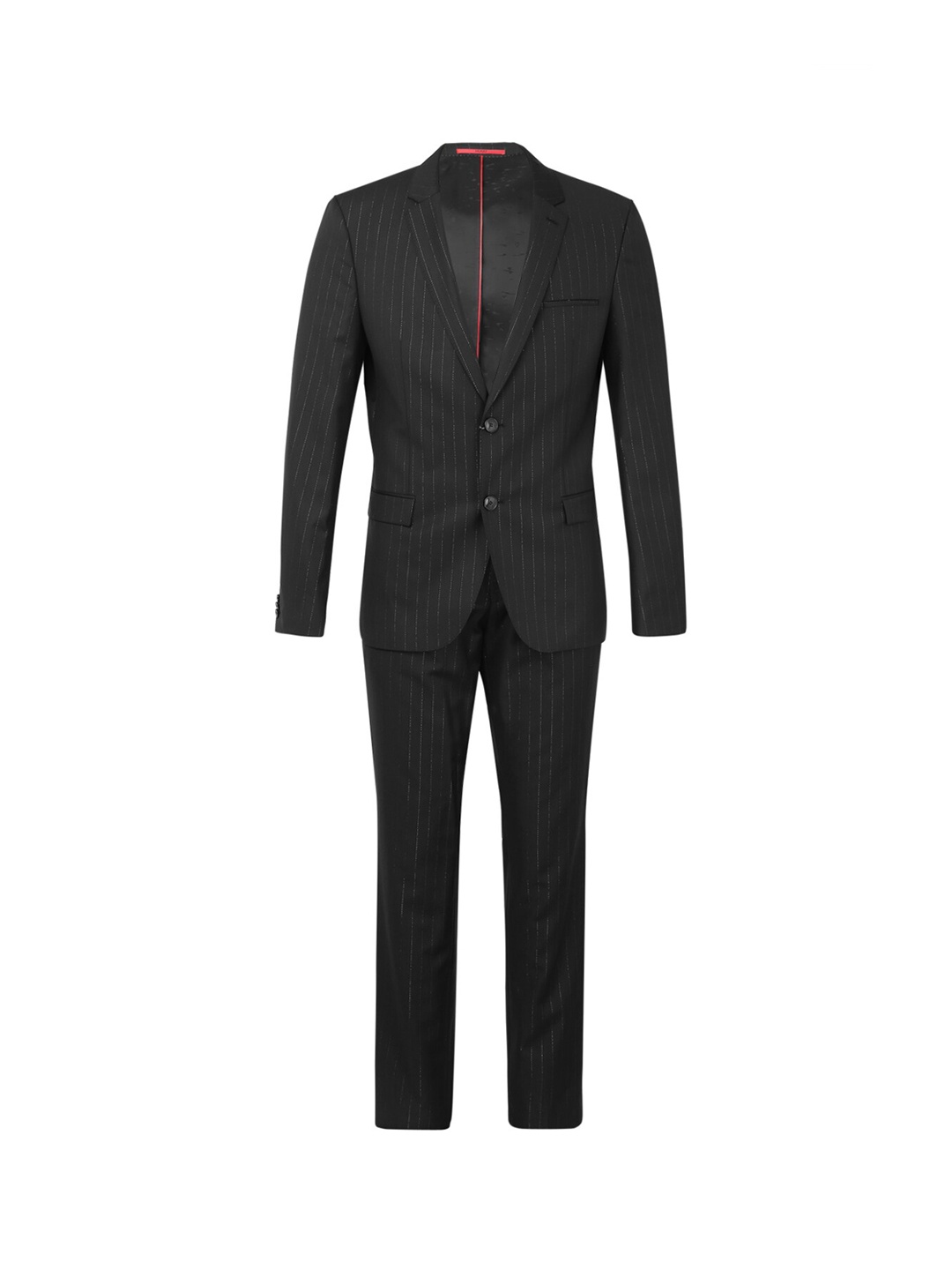 

HUGO Men Black Striped Slim Fit Single Breasted Formal Blazer