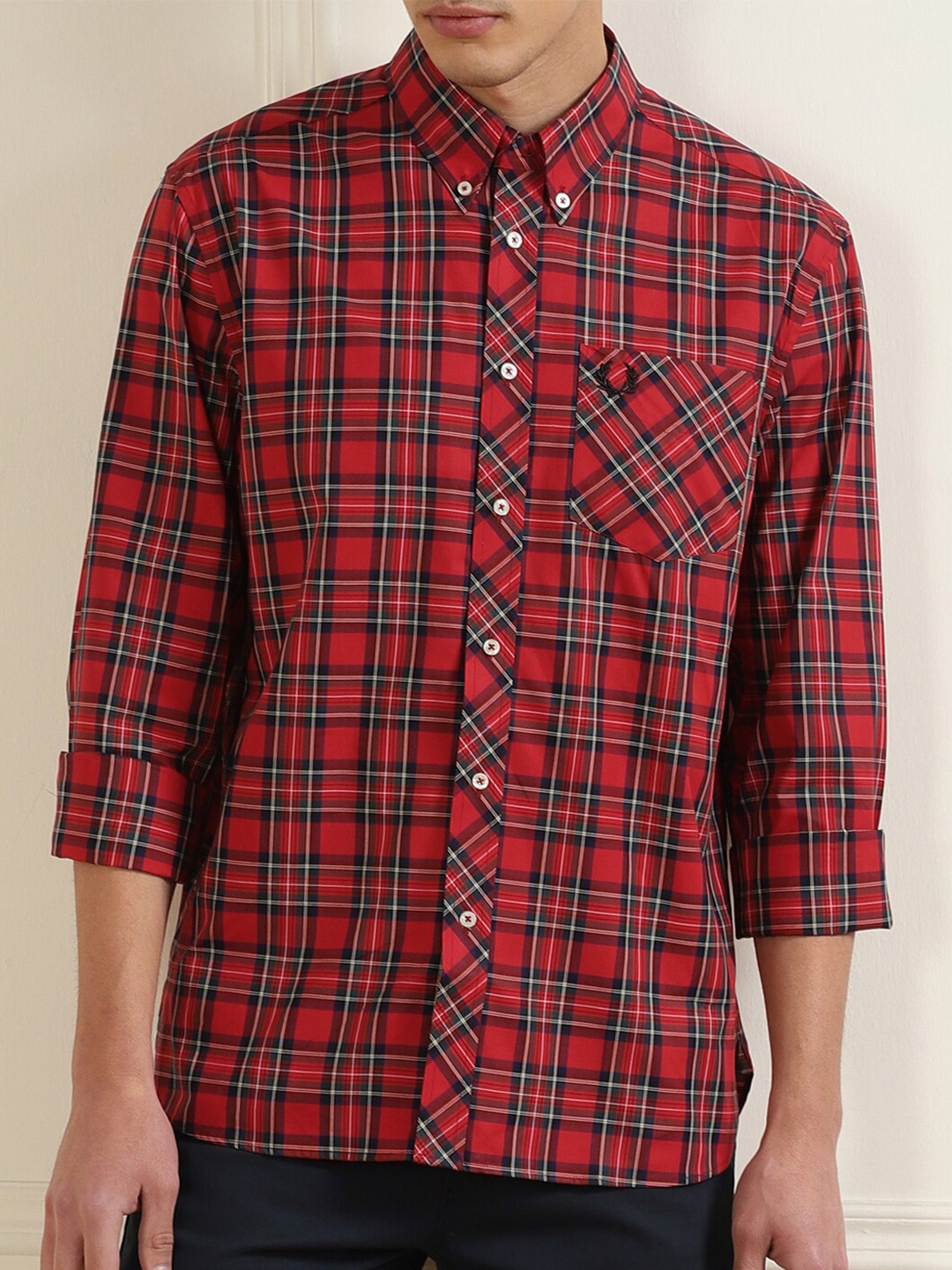 

Fred Perry Men Red Checked Casual Shirt