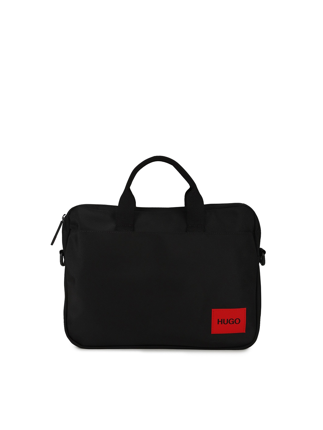 

HUGO Men Black & Red Leather Laptop Bag