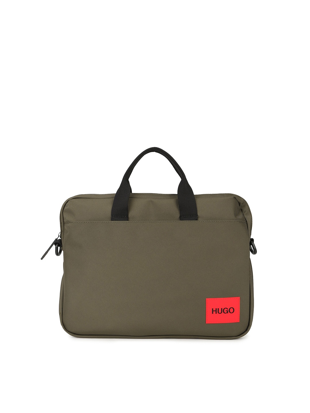 

HUGO Men Green Leather Laptop Bag