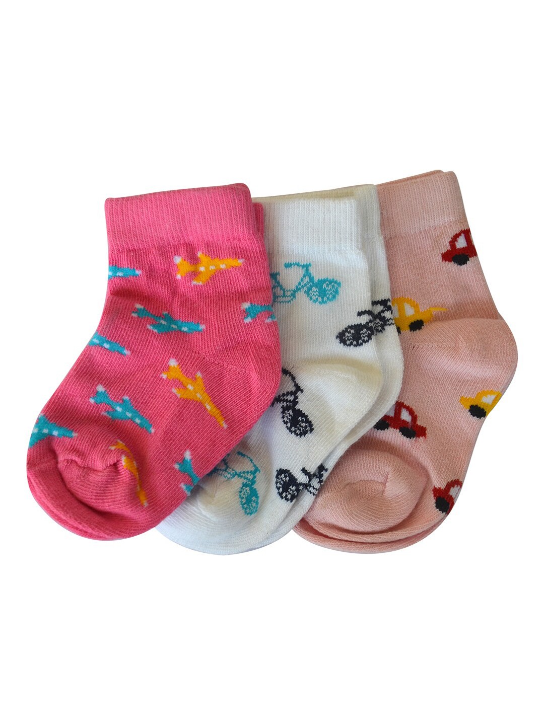 

FOOTPRINTS Infant Kids Pink & Blue Pack Of 3 Above Ankle-Length Organic Cotton Socks