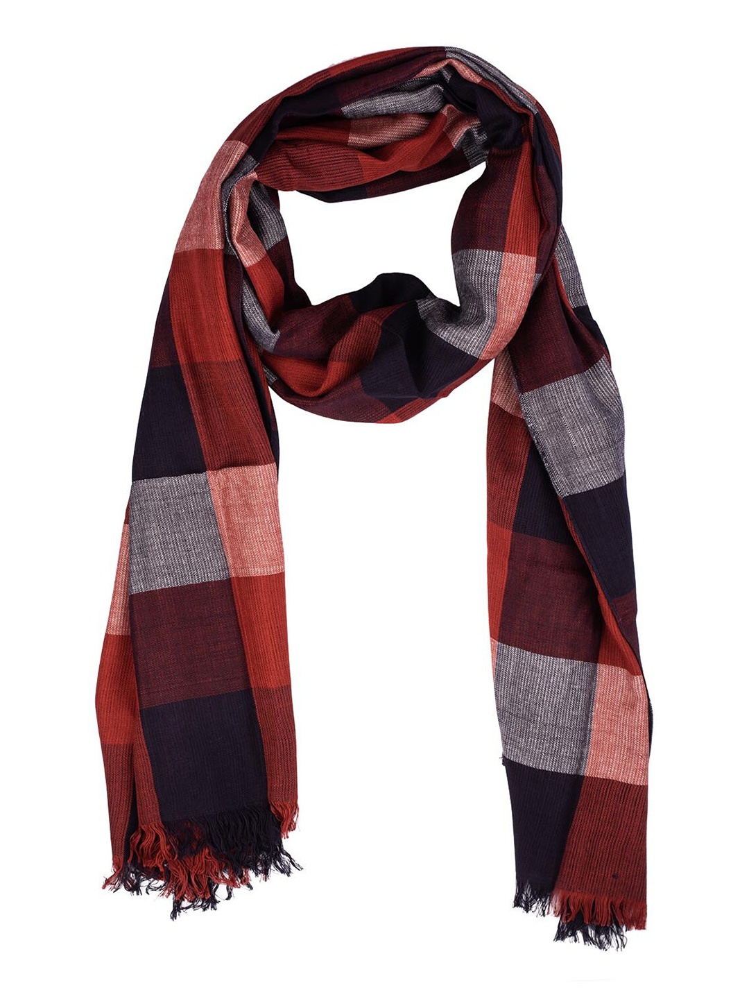 

The Tie Hub Men Red & Grey Checked Scarf