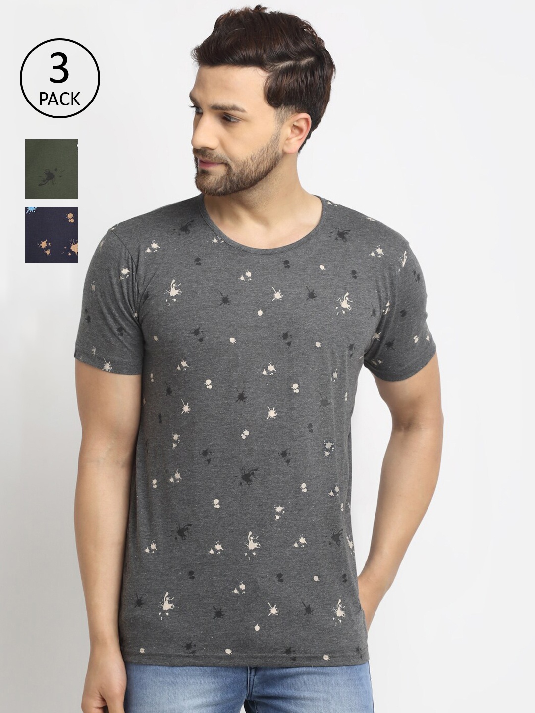 

VIMAL JONNEY Men Grey 3 Printed Pockets T-shirt