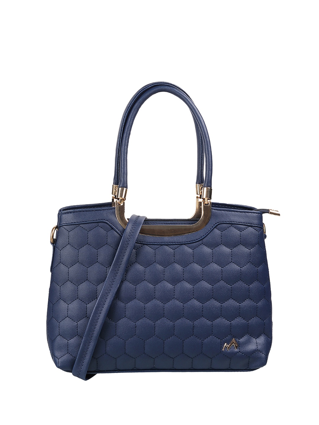 

Metro Blue Structured Handheld Bag with Quilted