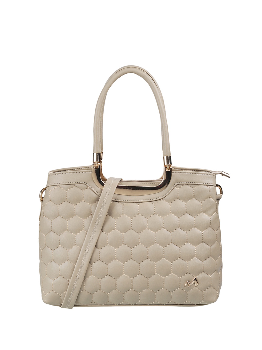 

Metro Beige Oversized Structured Handheld Bag with Quilted
