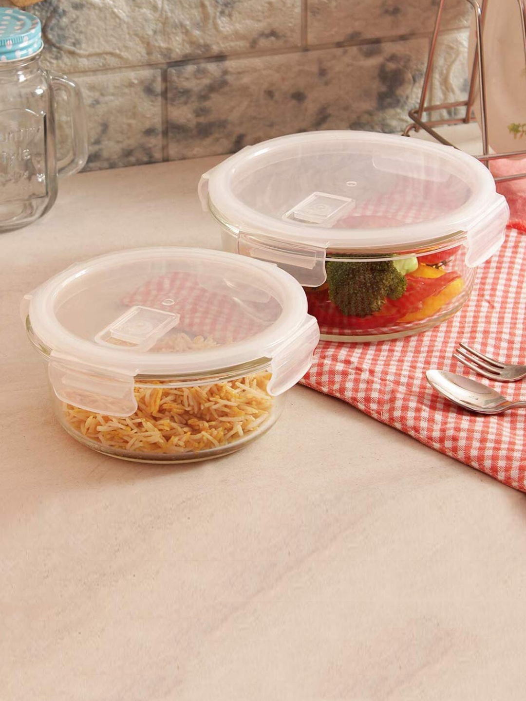 

Femora Set Of 2 Transparent Glass Storage Containers