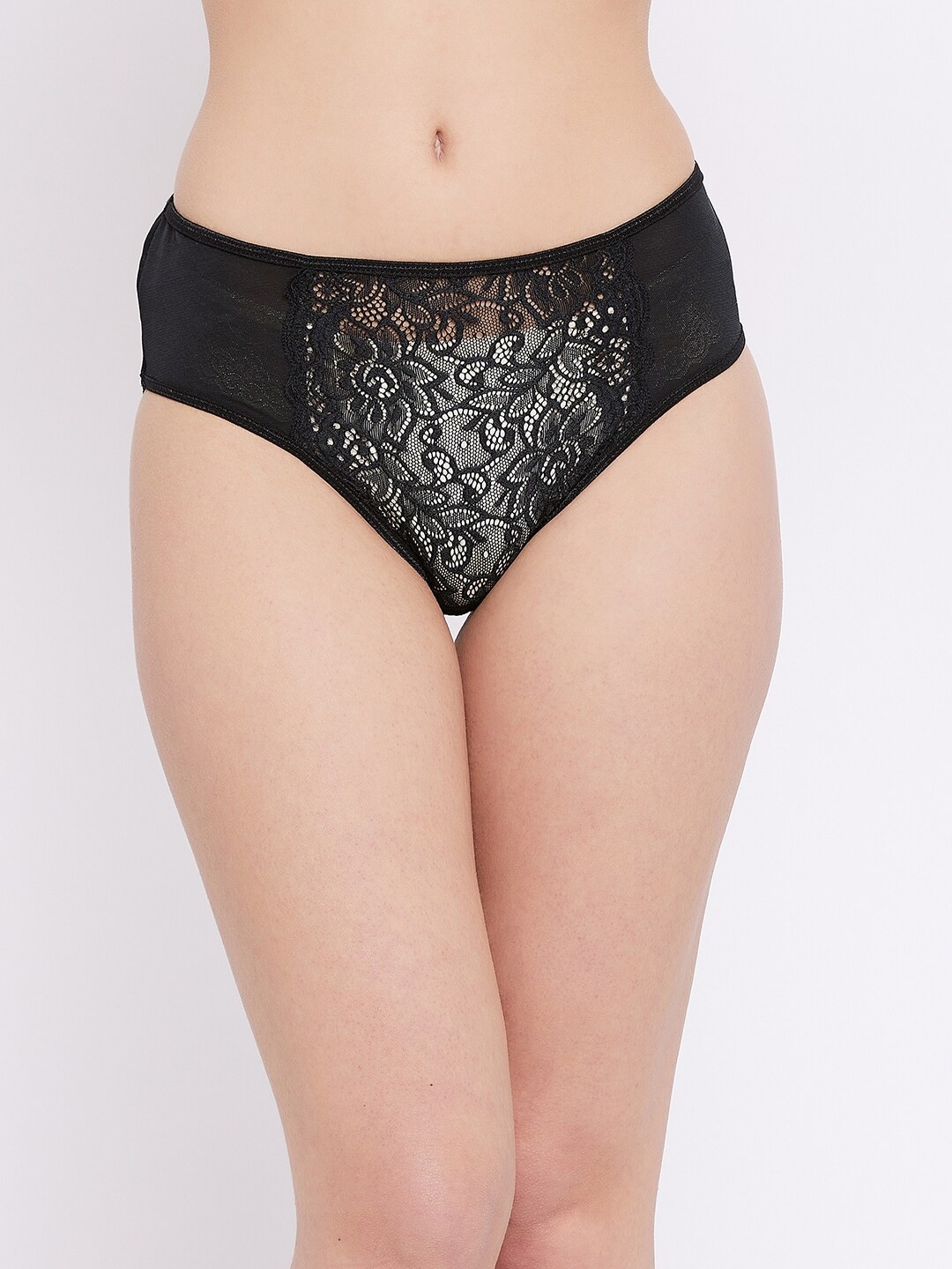 

SECRETS BY ZEROKAATA Women Black Floral Self Designed Hipster Briefs