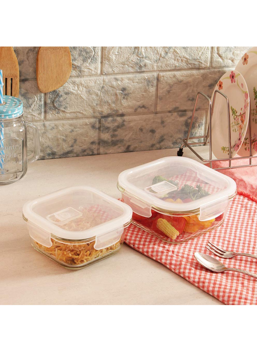 

Femora Set Of 2 Transparent Glass Storage Containers