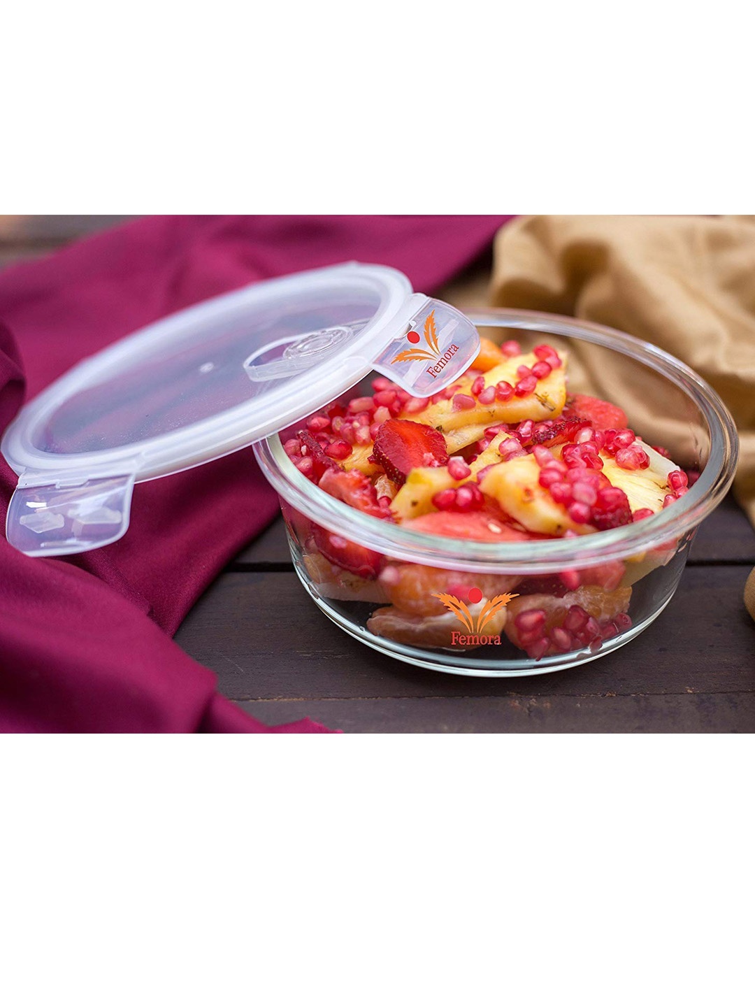 

Femora Set of 2 Transparent Glass Storage Container 380 ml Each