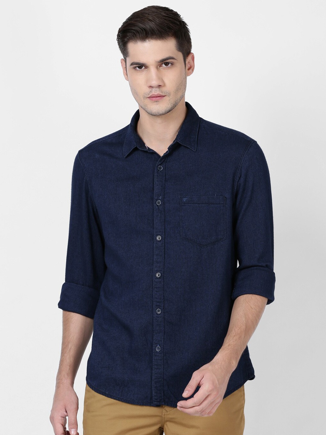 

t-base Men Blue Standard Casual Shirt