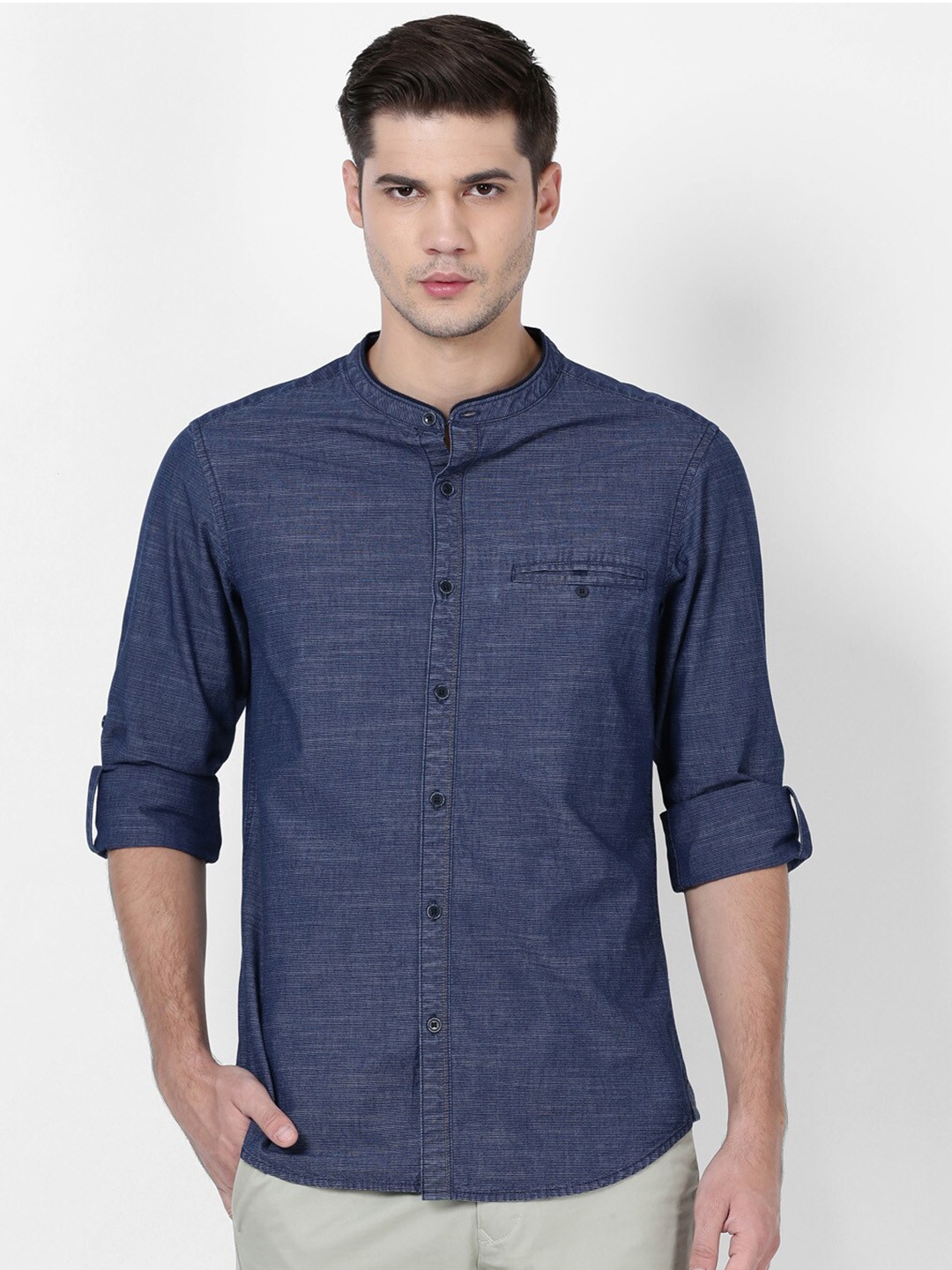 

t-base Men Blue Standard Casual Shirt
