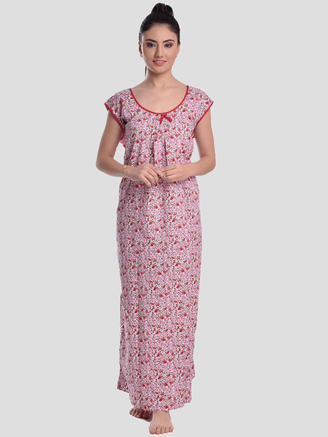 

CIERGE Women Pink Printed Maxi Nightdress