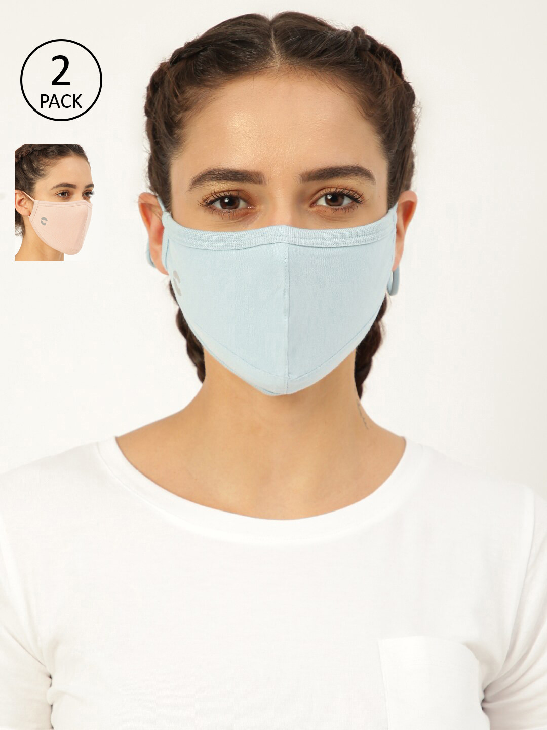 

FREECULTR Pack of 2 Anti-Microbial Bamboo Cotton 5-Ply Comfort Fit Reusable Cloth Masks, Blue