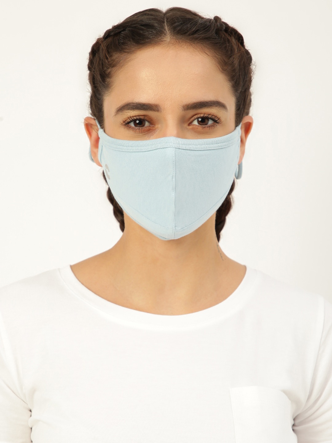 

FREECULTR Pack of 2 Solid Anti Microbial Bamboo Cloth Masks, Blue