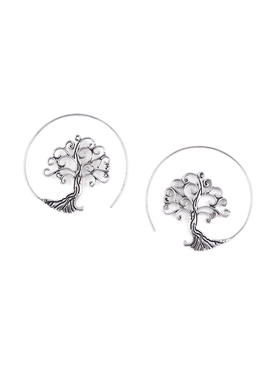 

EL REGALO Silver-Toned Contemporary Drop Earrings