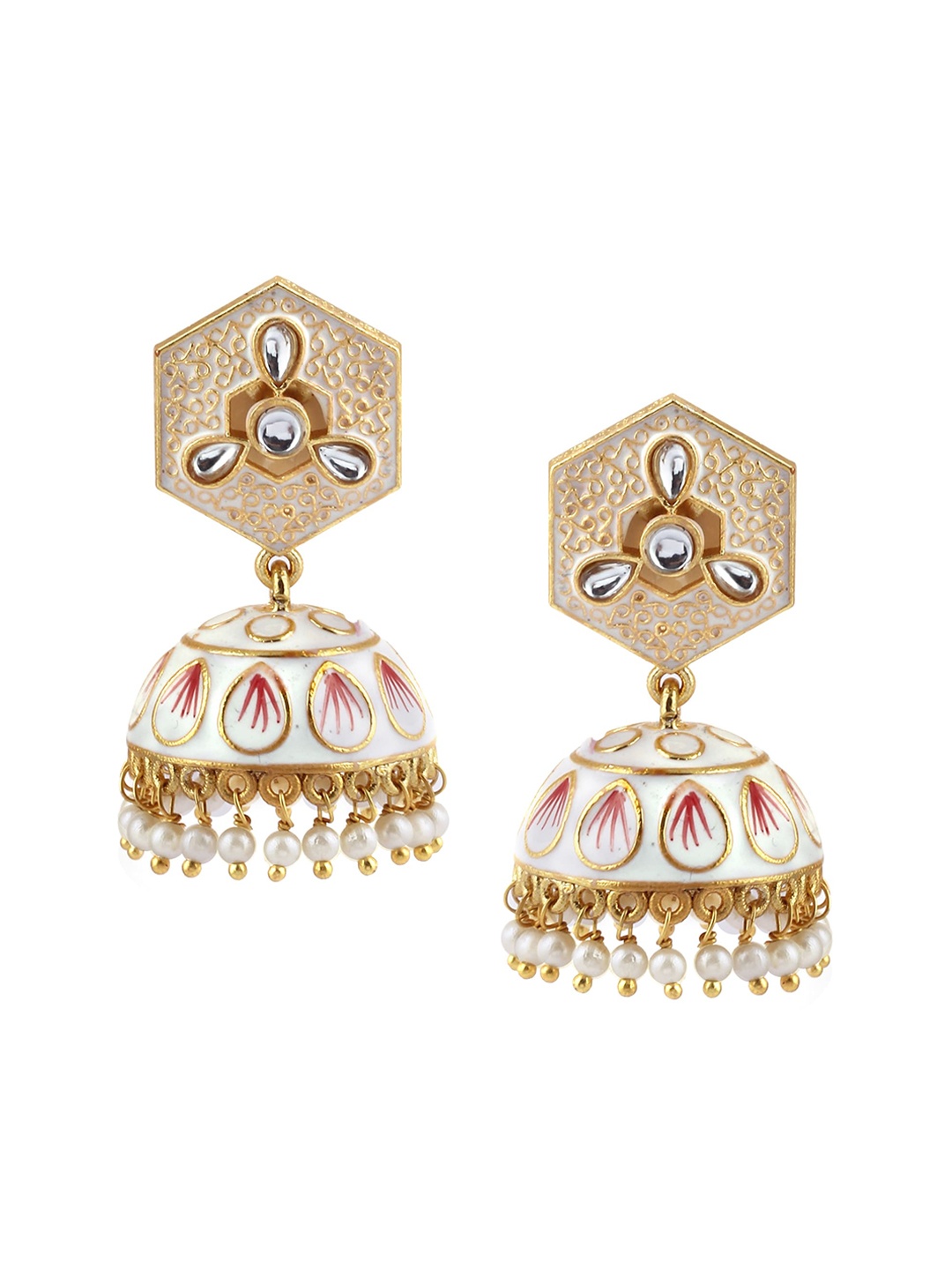 

EL REGALO White Spherical Jhumkas Earrings