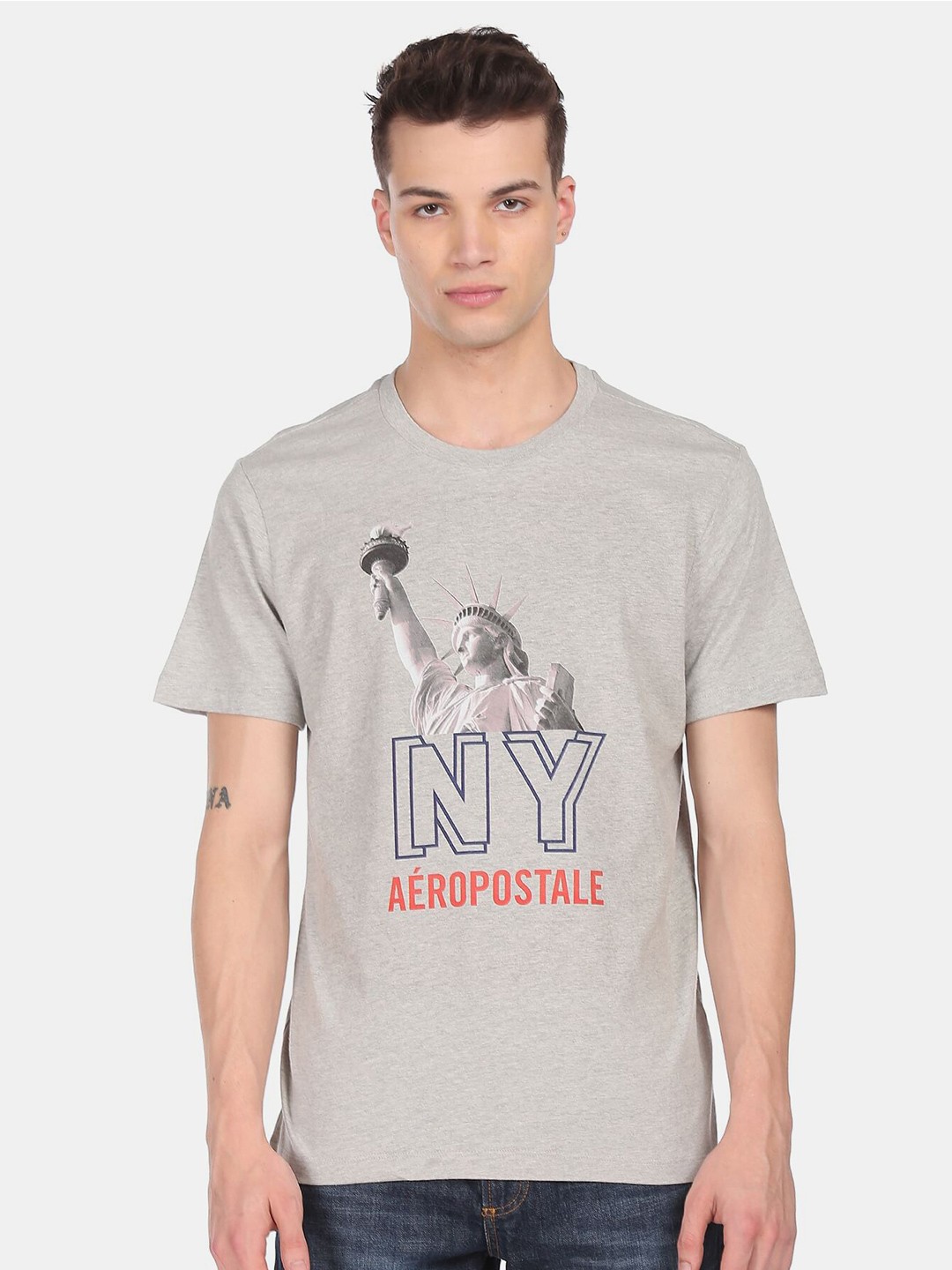 

Aeropostale Men Grey & Red Typography Printed T-shirt