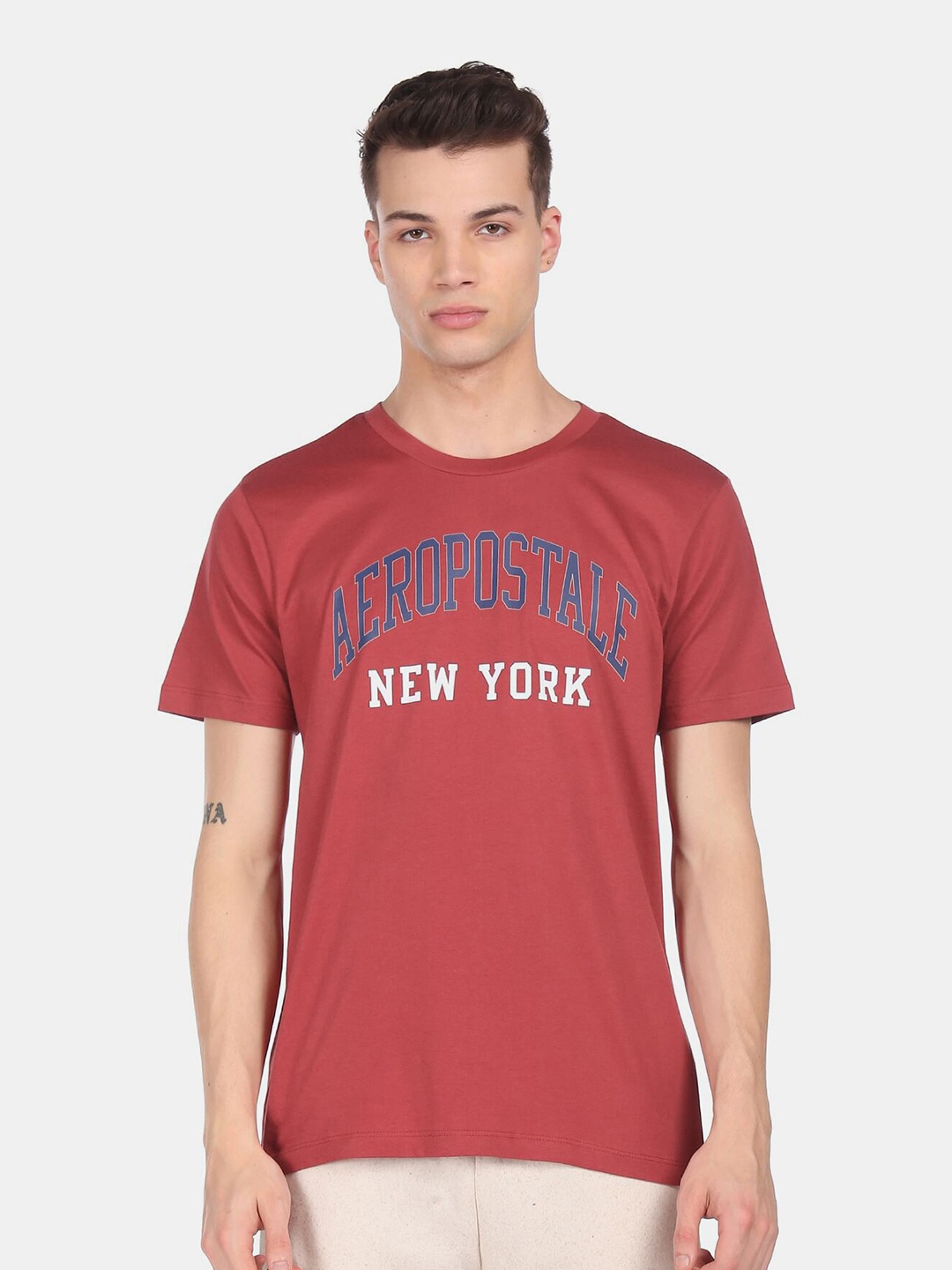 

Aeropostale Men Red Typography Printed Cotton T-shirt