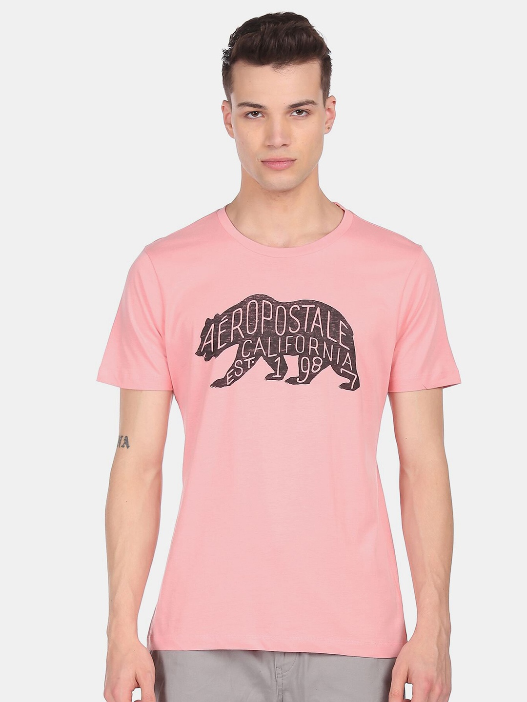 

Aeropostale Men Pink Typography Printed T-shirt