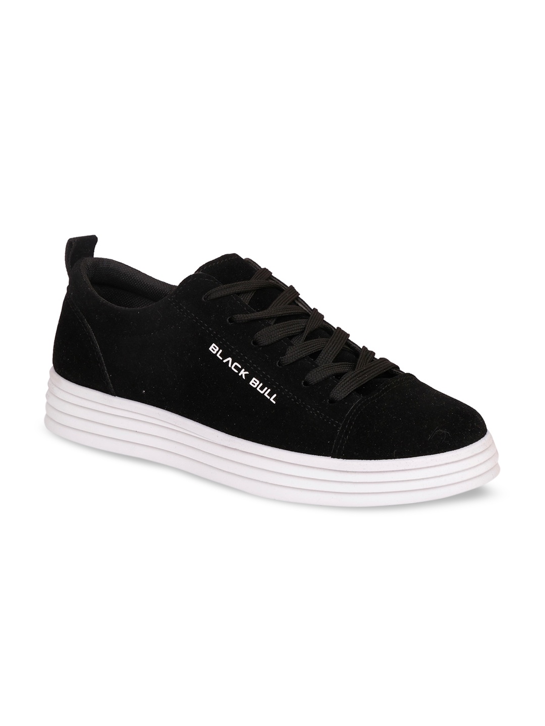 

MOZAFIA Men Black Striped Velvet Lightweight Sneakers