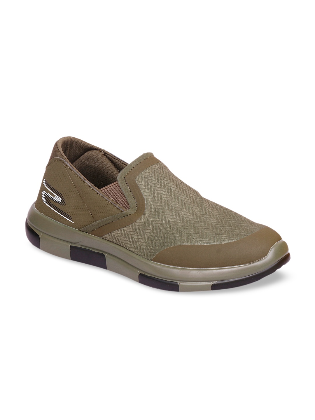 

MOZAFIA Men Olive Green Printed Slip-On Sneakers