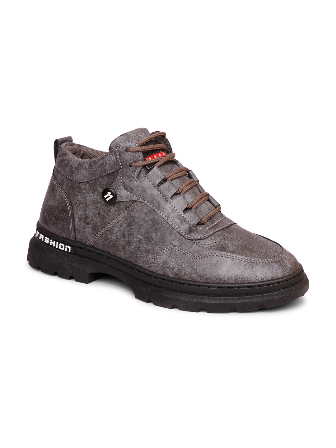 

MOZAFIA Men Grey Printed PU Oxfords