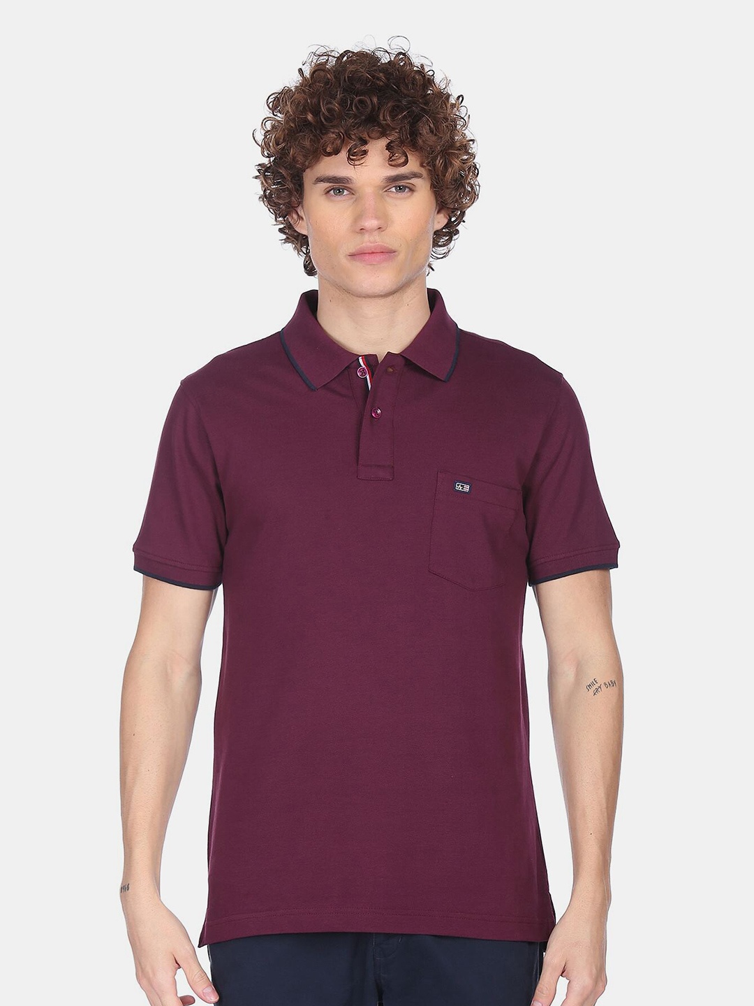 

Arrow Sport Men Purple Polo Collar T-shirt