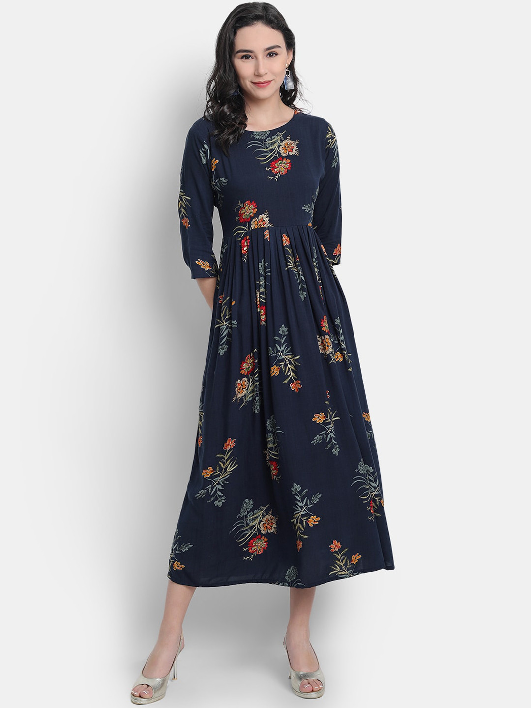 

KALINI Women Navy Blue Floral Printed Dress