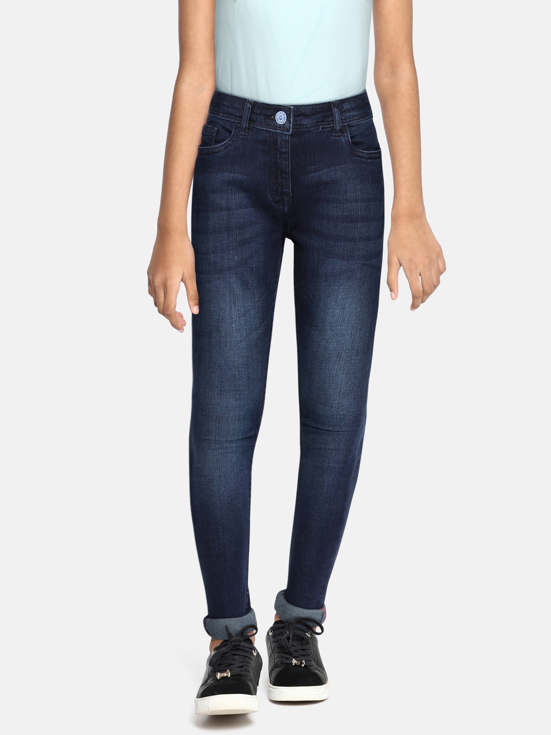

Allen Solly Junior Girls Navy Blue Skinny Fit Light Fade Stretchable Jeans
