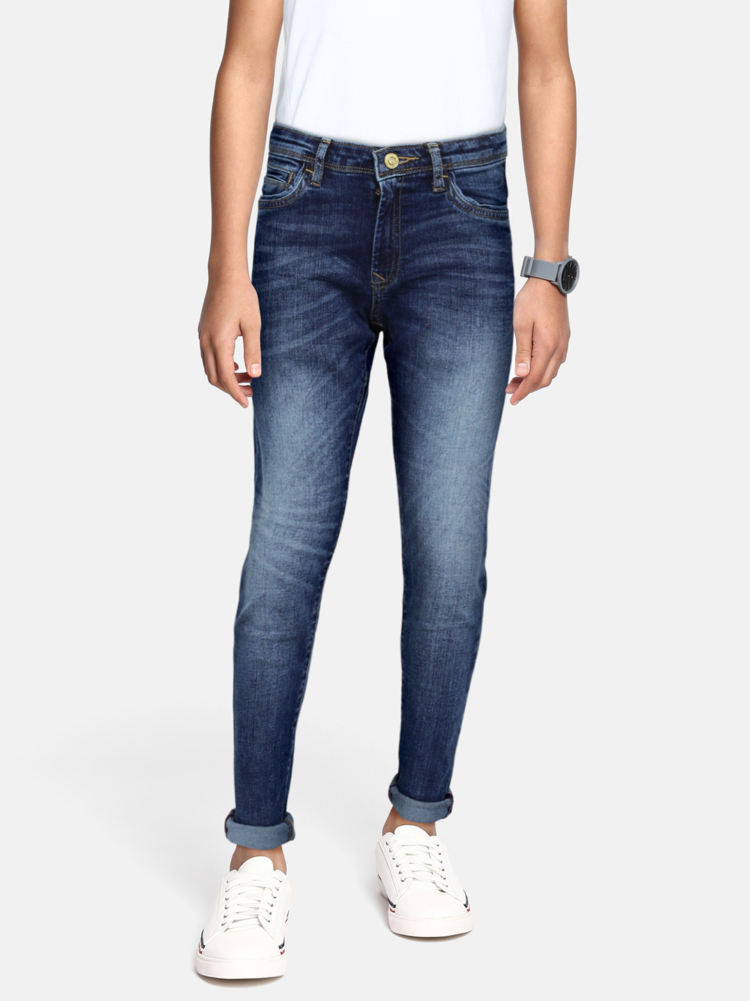 

Allen Solly Junior Boys Navy Blue Skinny Fit Heavy Fade Stretchable Jeans