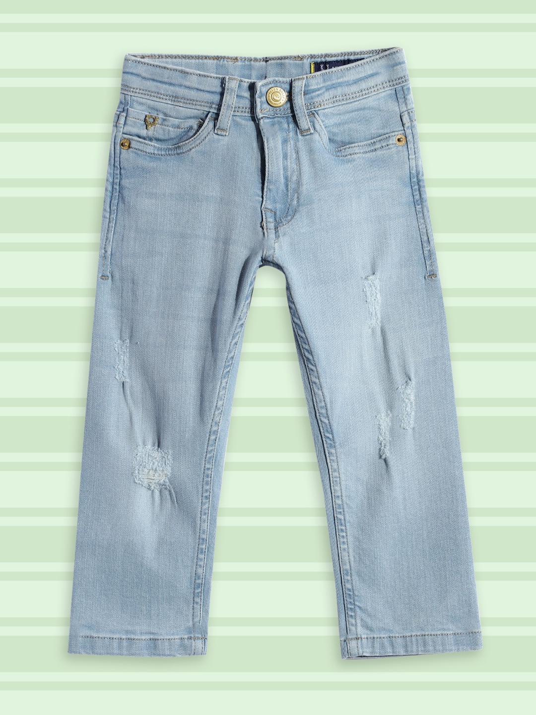 

Allen Solly Junior Boys Blue Skinny Fit Low Distress Light Fade Stretchable Jeans