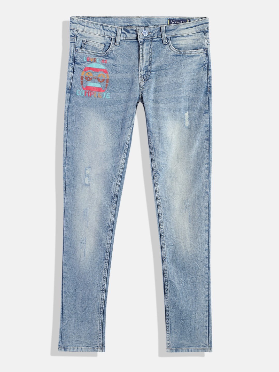 

Allen Solly Junior Boys Skinny Fit Mildly Distressed Stretchable Jeans, Blue