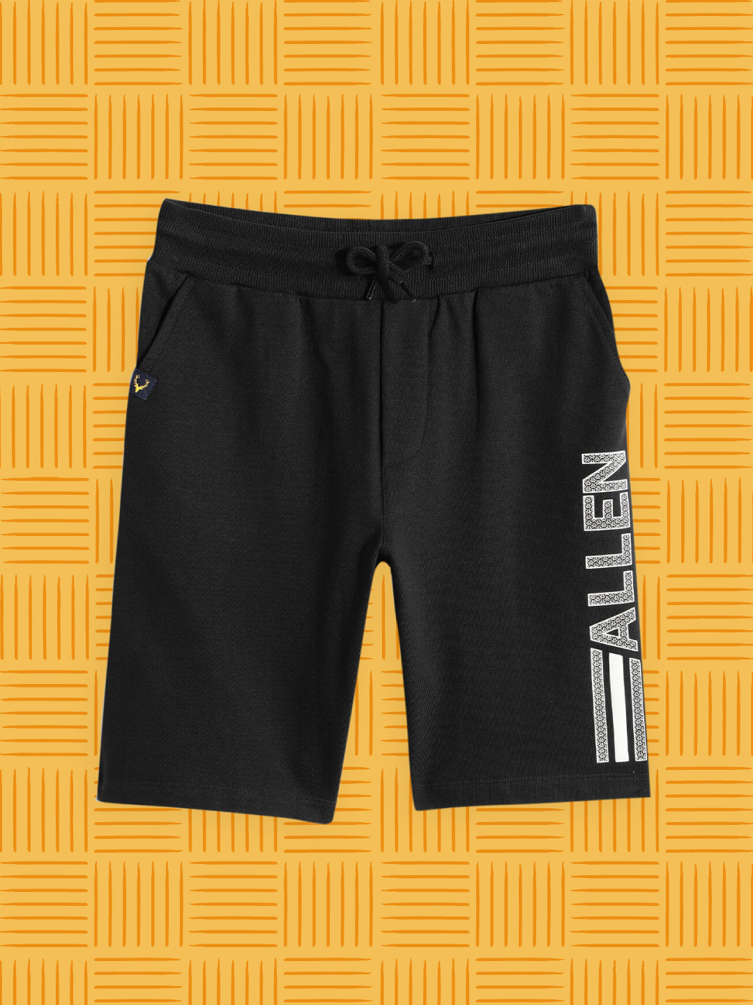 

Allen Solly Junior Boys Black Typography Pure Cotton Regular Fit Shorts