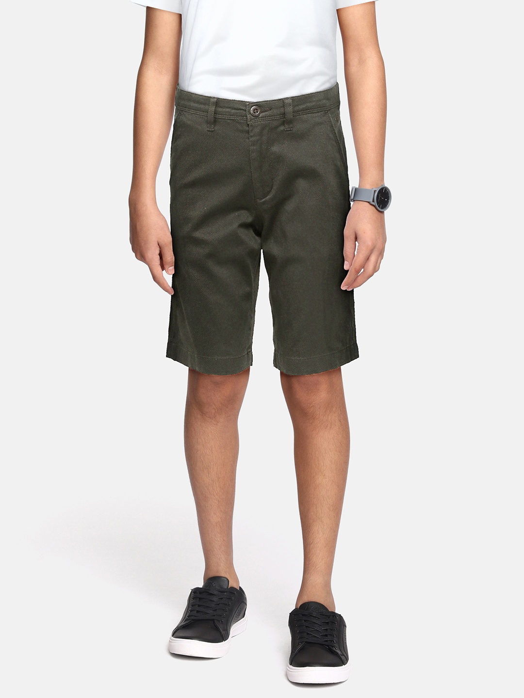 

Allen Solly Junior Boys Olive Green Regular Fit Chino Shorts