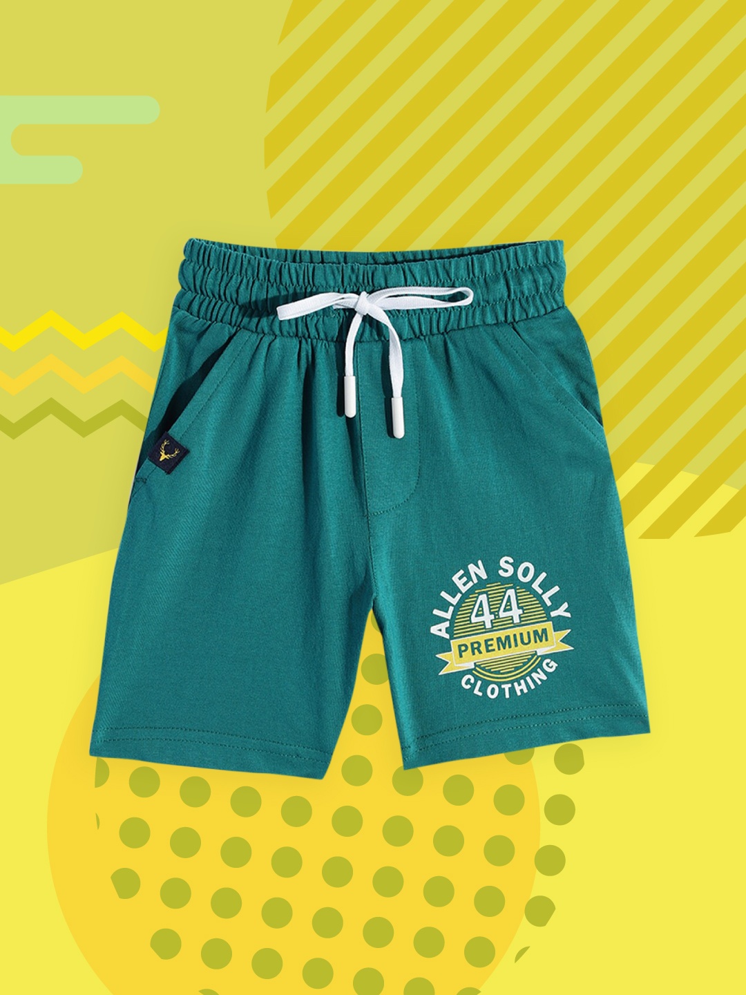 

Allen Solly Junior Boys Teal Typography Printed Pure Cotton Shorts