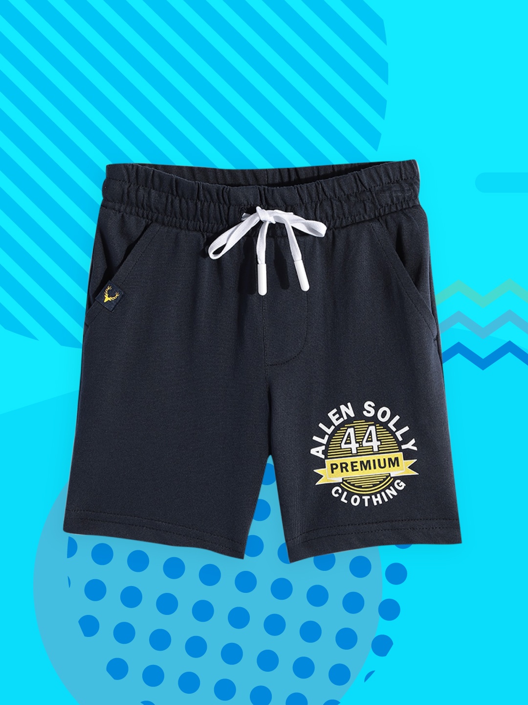 

Allen Solly Junior Boys Navy Blue Typography Printed Pure Cotton Shorts