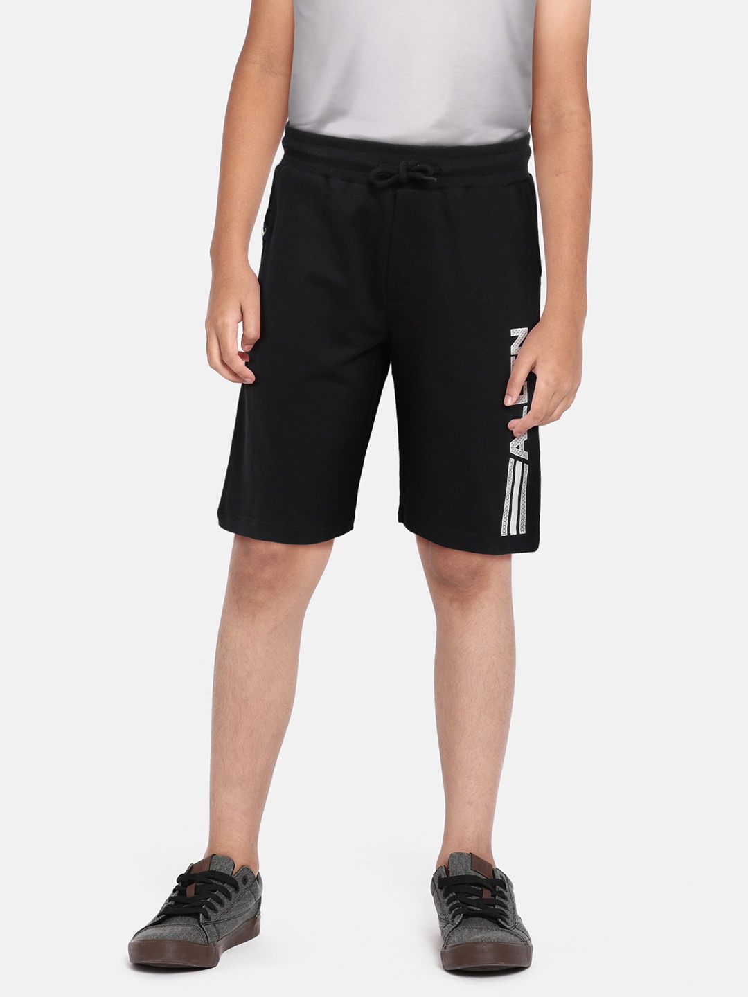 

Allen Solly Junior Boys Black Typography Pure Cotton Regular Fit Shorts