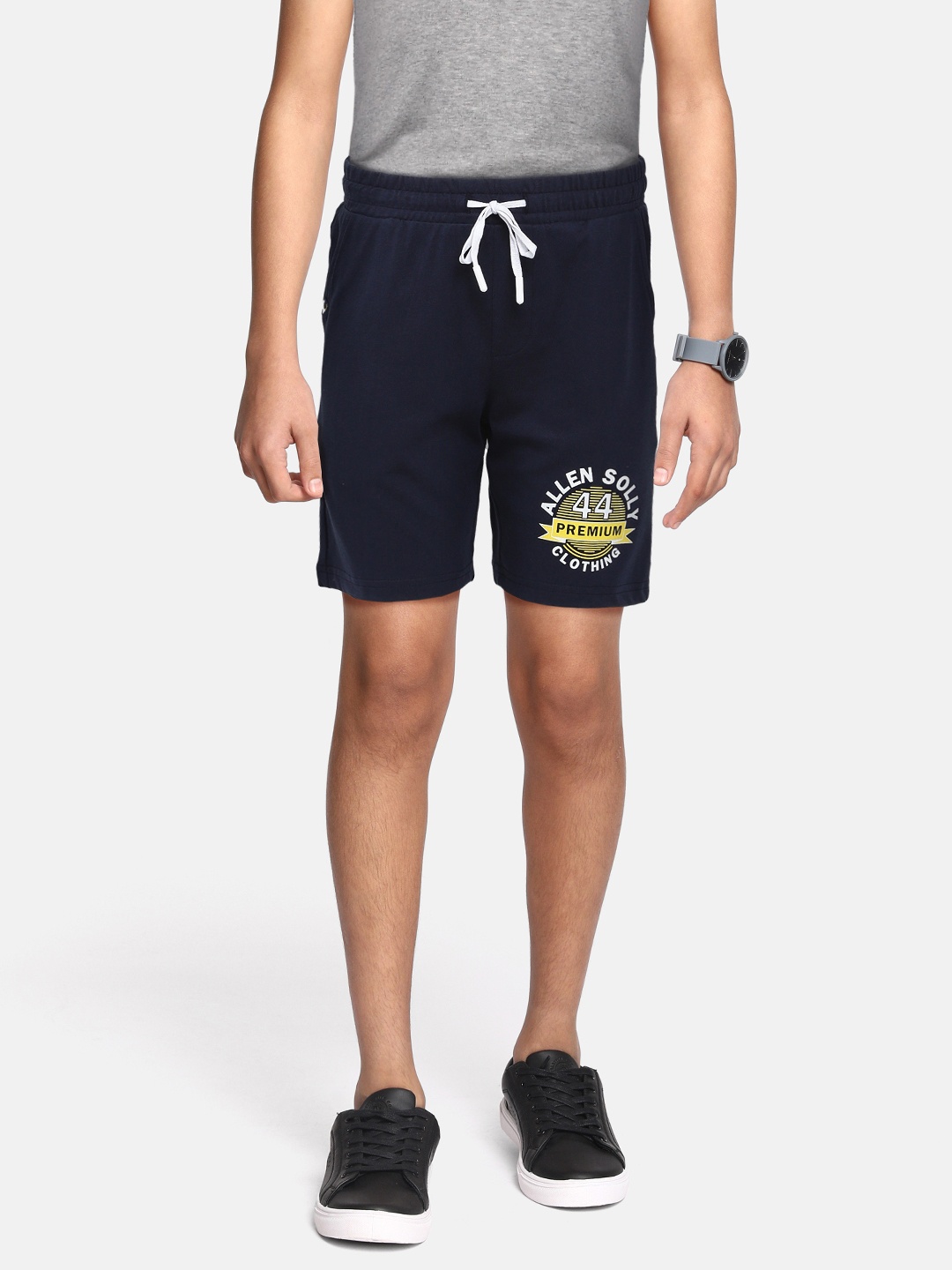 

Allen Solly Junior Boys Navy Blue Typography Pure Cotton Regular Fit Shorts