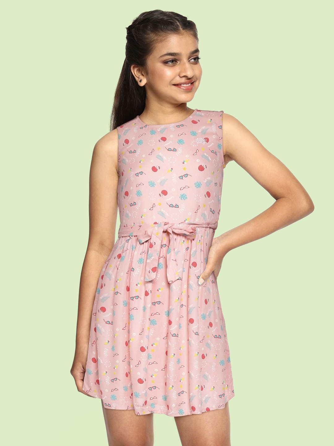 

Allen Solly Junior Girls Pink & Red Printed Fit & Flare Dress