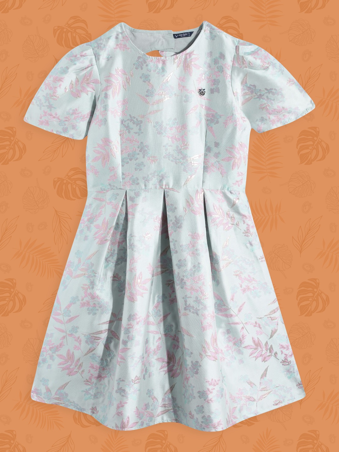 

Allen Solly Junior Girls Sage Green & Pink Floral Embroidered Dress