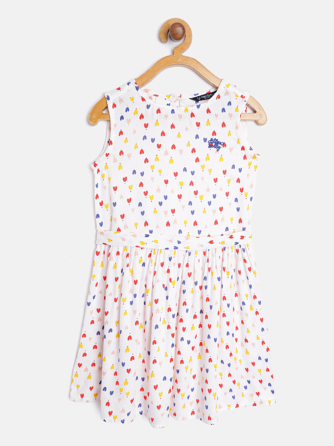 

Allen Solly Junior Girls White & Blue Heart Print Fit & Flare Dress