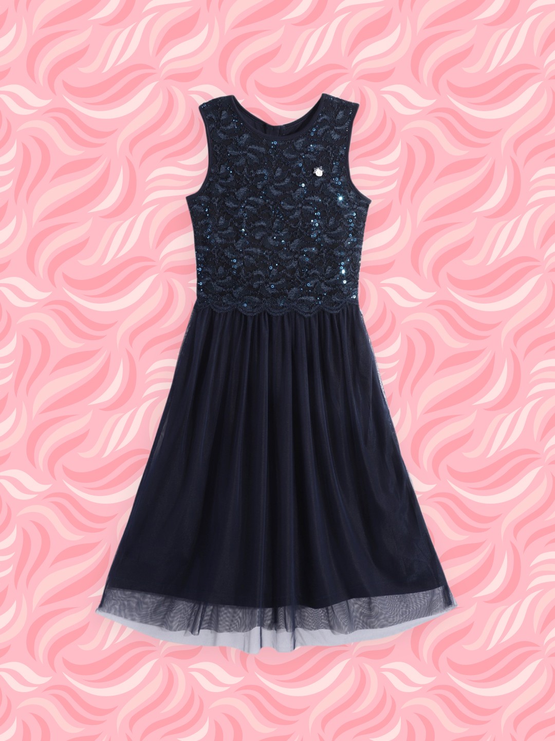 

Allen Solly Junior Navy Blue Embellished Maxi Dress