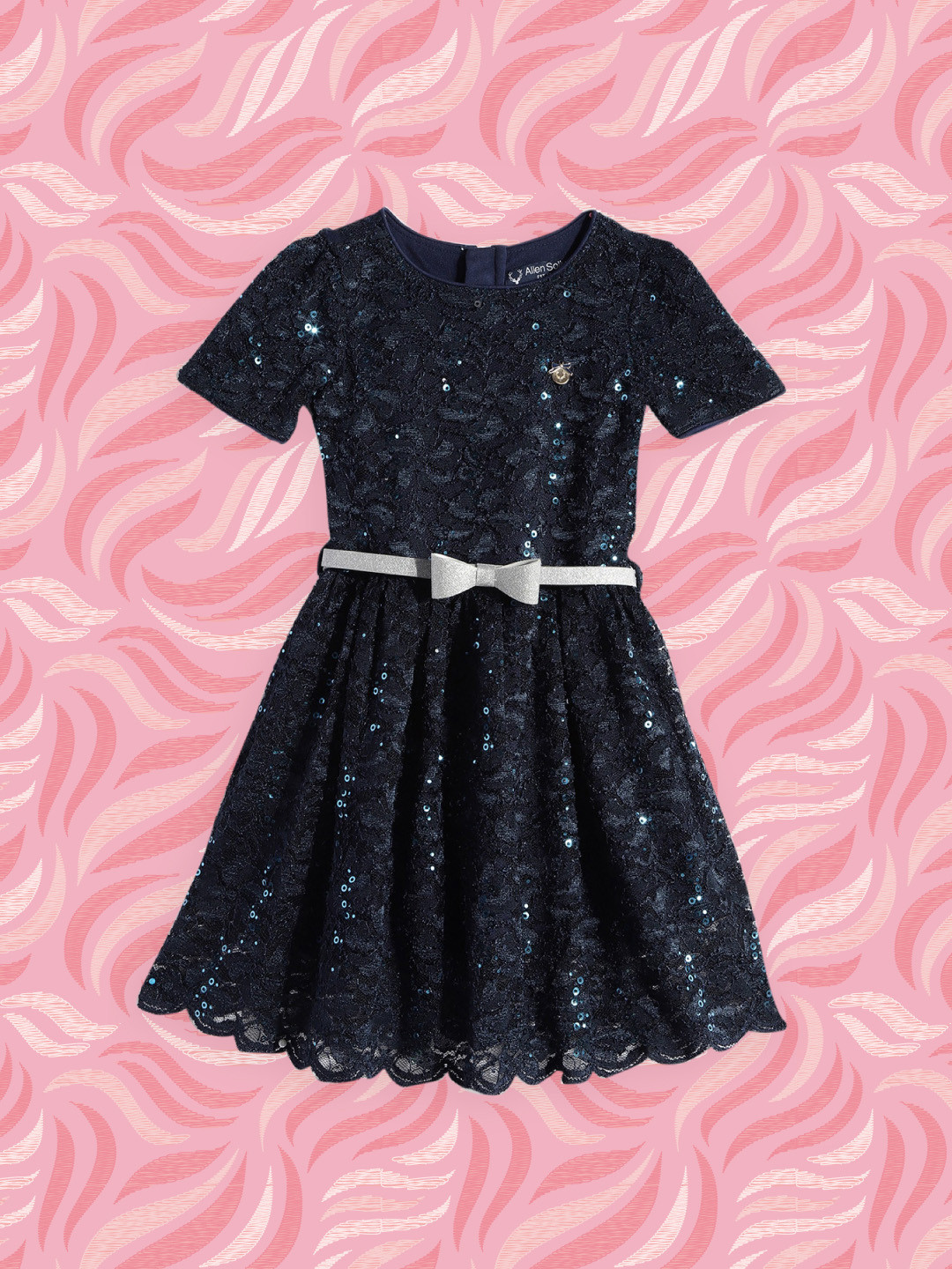 

Allen Solly Junior Girls Navy Blue Embellished FIt & Flare Dress