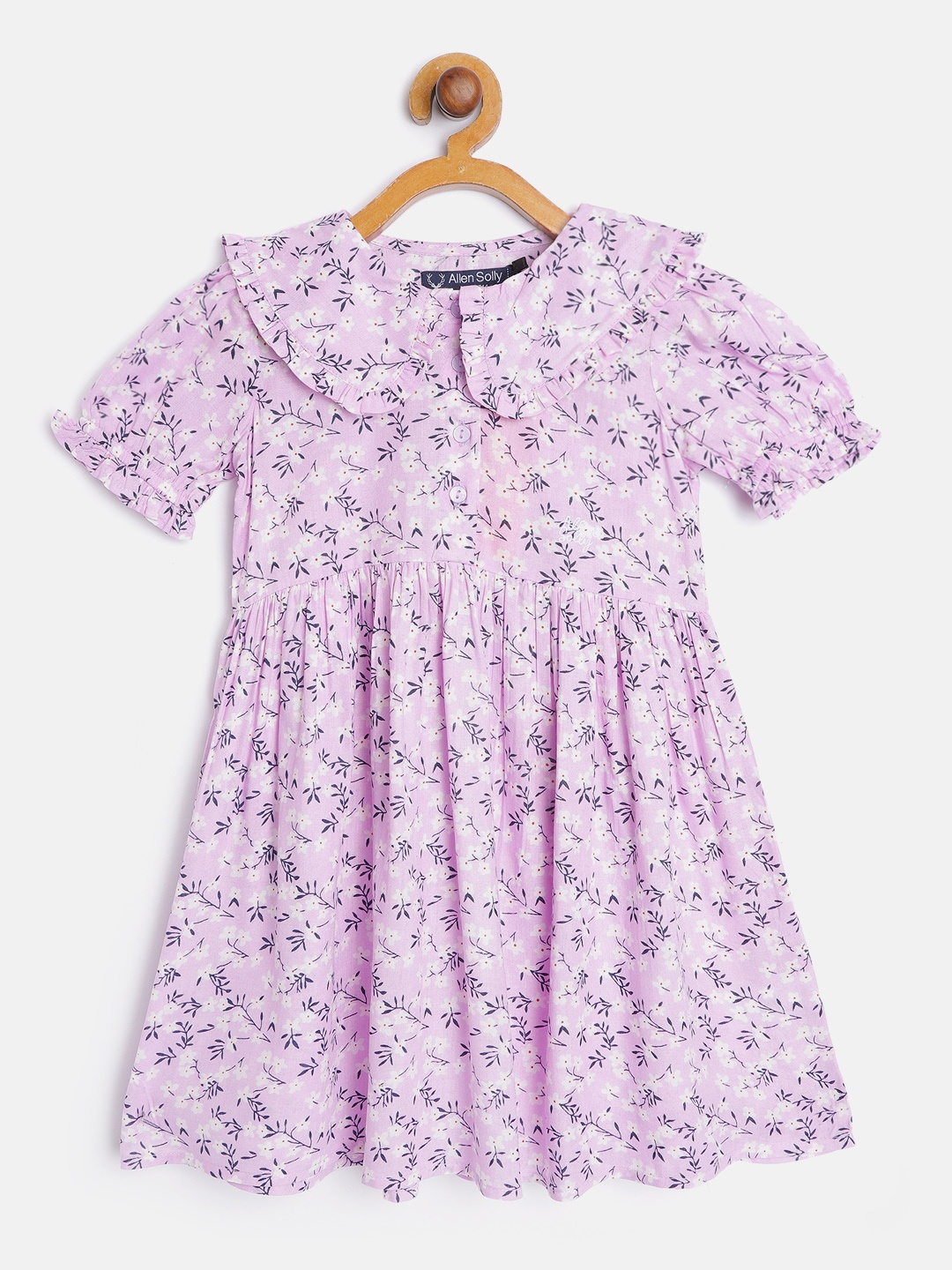 

Allen Solly Junior Girls Lavender & White Floral Print Peter Pan Collar Fit & Flare Dress